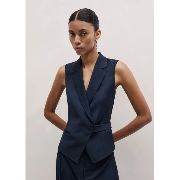 ME+EM ME+EM Wrap Waistcoat in Navy - Jackets - Intelligent British Fashion at Coveti