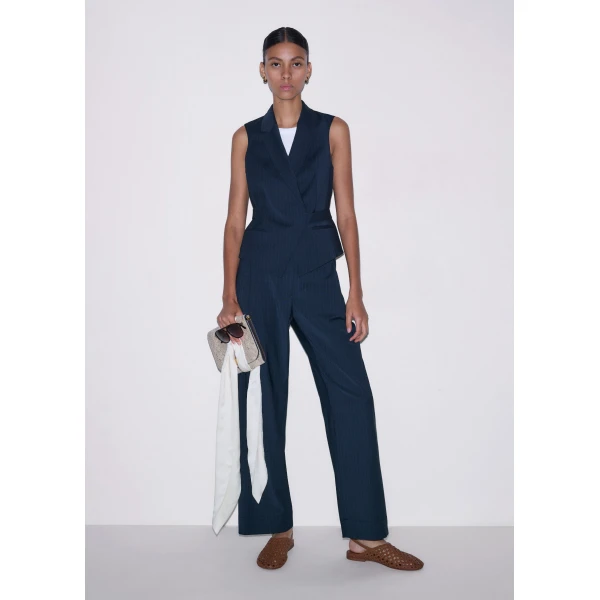 ME+EM ME+EM Wrap Waistcoat in Navy - Jackets - Intelligent British Fashion at Coveti