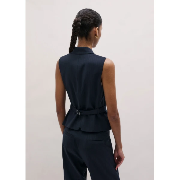 ME+EM ME+EM Wrap Waistcoat in Navy - Jackets - Intelligent British Fashion at Coveti