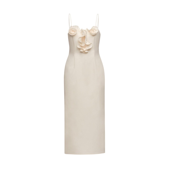 Magda Butrym Cotton flower-detail midi beach dress in cream