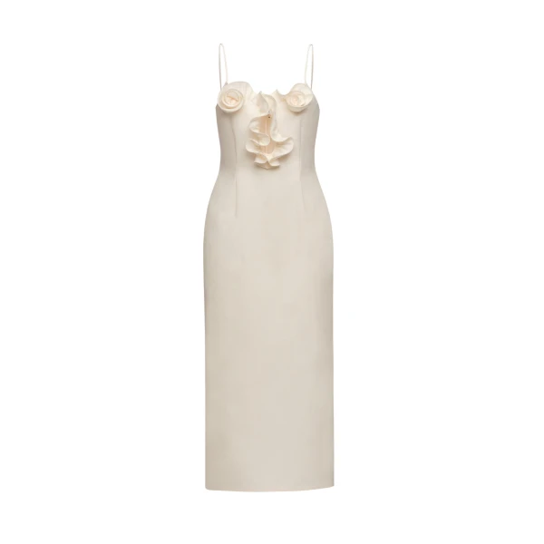 Magda Butrym Cotton flower-detail midi beach dress in cream