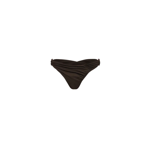 Magda Butrym Draped bikini bottom with ring detail in brown