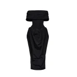 Magda Butrym Draped collar gown with sculpted waist in black