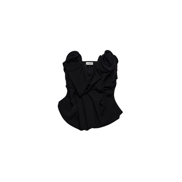 Magda Butrym Draped corset with floral detail in black