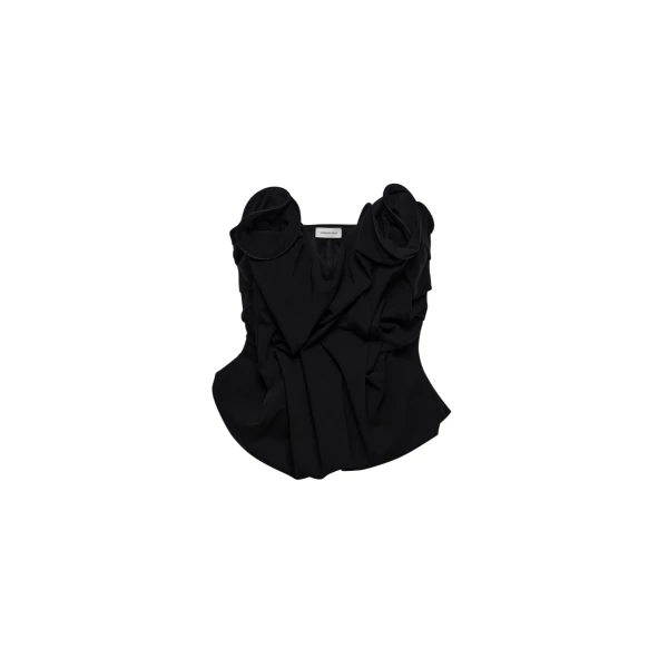 Magda Butrym Draped corset with floral detail in black