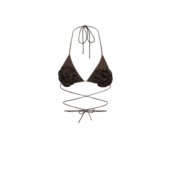 Magda Butrym Floral strappy triangle bikini top in brown