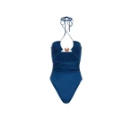 Magda Butrym Halterneck swimsuit with ring detail in blue