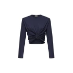 Magda Butrym Knotted longsleeve jersey blouse in navy