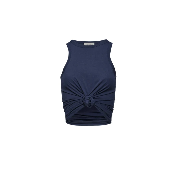 Knotted tank top in navy