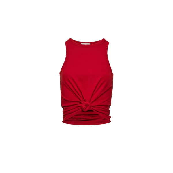 Knotted tank top in red