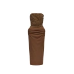 Magda Butrym Strapless cupro and wool draped corset dress in brown