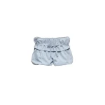 Magda Butrym Striped bubble cotton and silk shorts with ruffle waist in blue