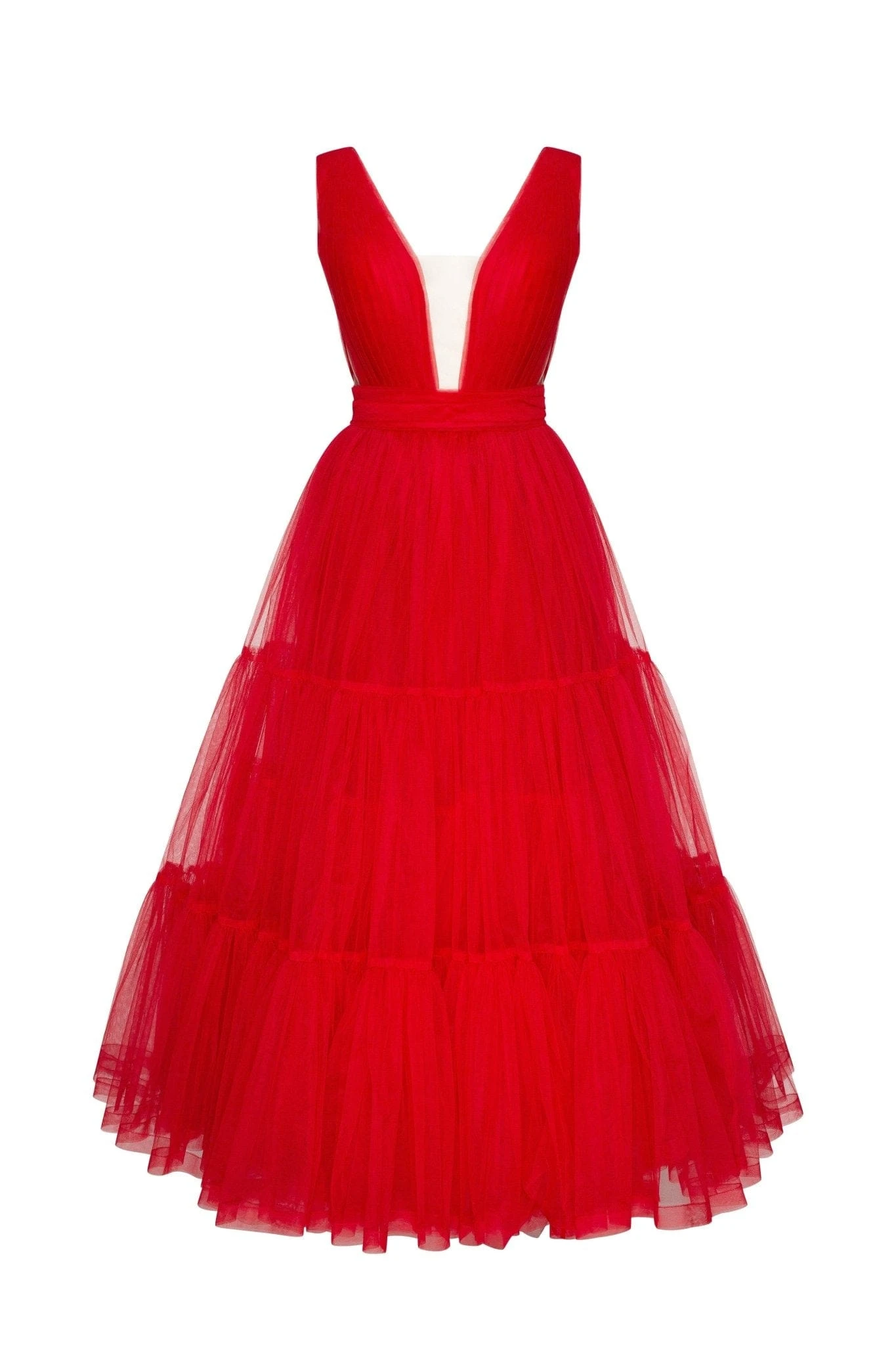 Milla Red Tender midi plunging neckline cut out dress - Dresses - Ukrainian Luxury Evening Gown at Coveti Milla dresses