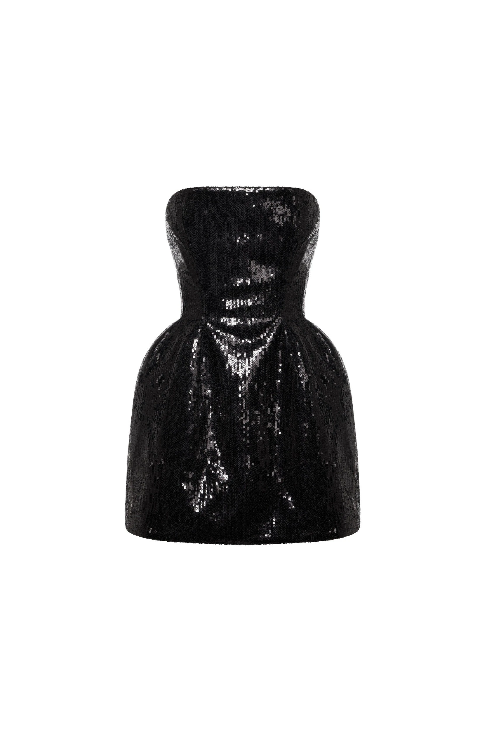 Milla Sculpted black shiny mini dress - Dresses - Ukrainian Luxury Evening Gown at Coveti Milla dresses