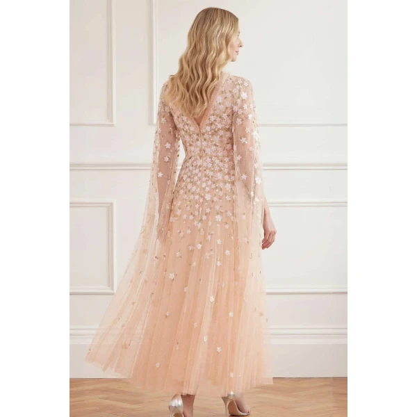 Needle & Thread Camellia Ditsy Cape Sleeve Ankle Gown