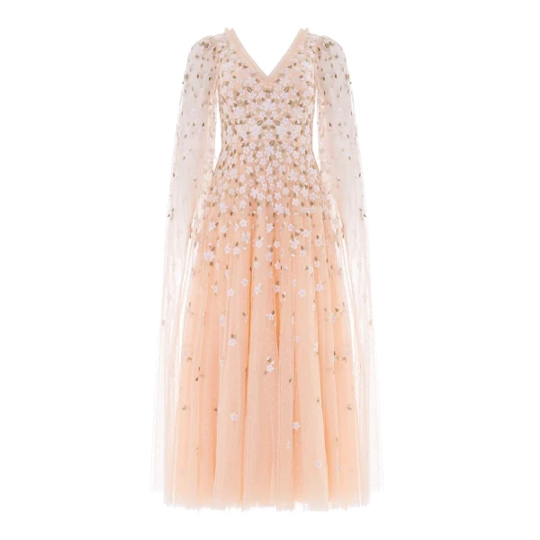Needle & Thread Camellia Ditsy Cape Sleeve Ankle Gown