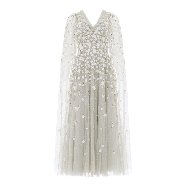 Needle & Thread Camellia Ditsy Cape Sleeve Ankle Gown