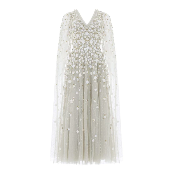 Needle & Thread Camellia Ditsy Cape Sleeve Ankle Gown