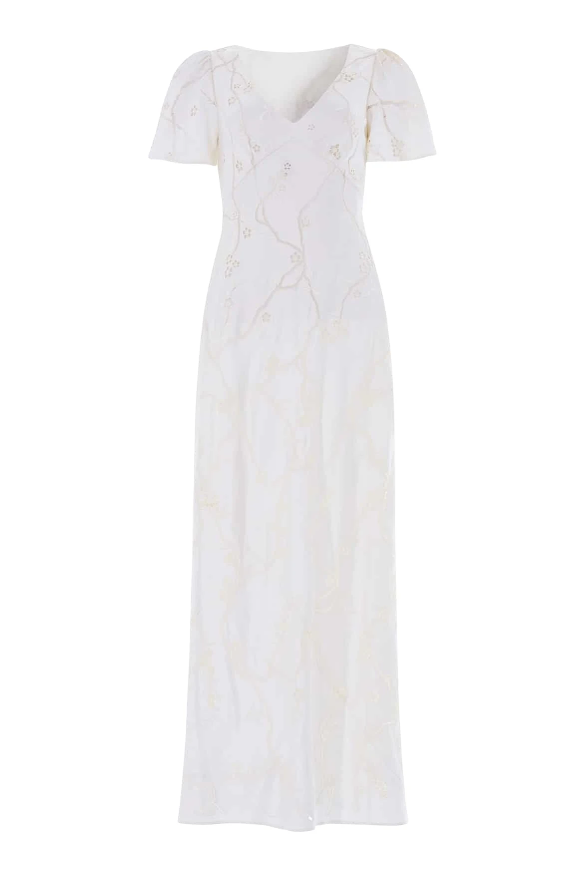 Needle-Thread-Cherry-Blossom-Satin-Short-Sleeve-Gown-in-Cream-Coveti40172_nobg Needle & Thread Cherry Blossom Satin Short Sleeve Gown