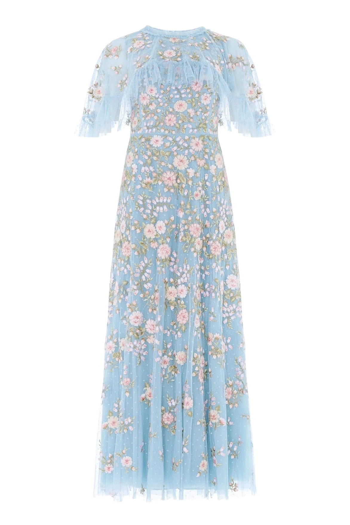 Needle-Thread-Eden-Rose-Cape-Ankle-Gown-in-AquaMulti-Coveti80994_nobg Needle & Thread Eden Rose Cape Ankle Gown