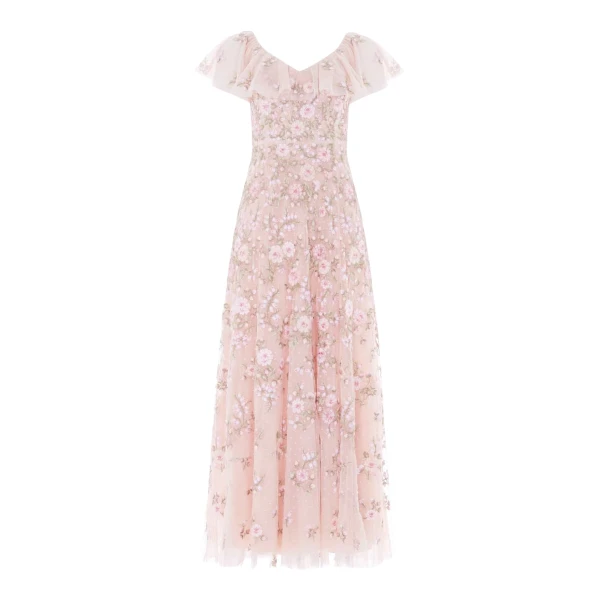 Eden Rose V-Neck Ankle Gown in Opal/Multi