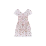 Needle & Thread Eden Rose V-Neck Micro Mini Dress