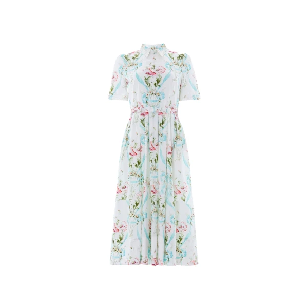Needle & Thread Floral Ribbon Cotton Short Sleeve Ballerina Dress