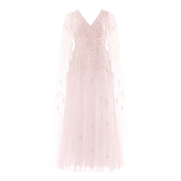 Needle & Thread Freesia Shimmer Cape Sleeve Ankle Gown