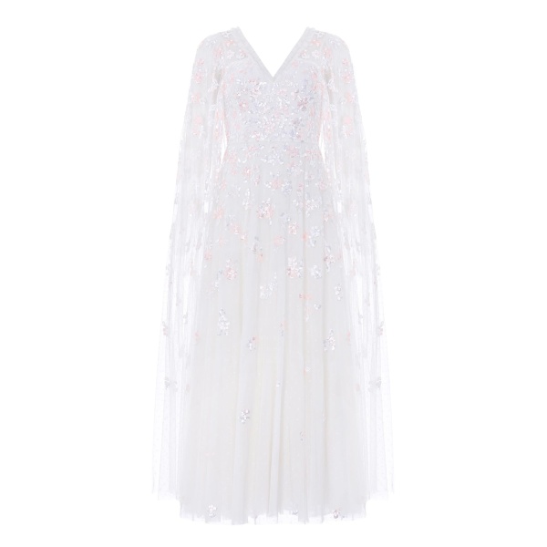 Needle & Thread Freesia Shimmer Cape Sleeve Ankle Gown