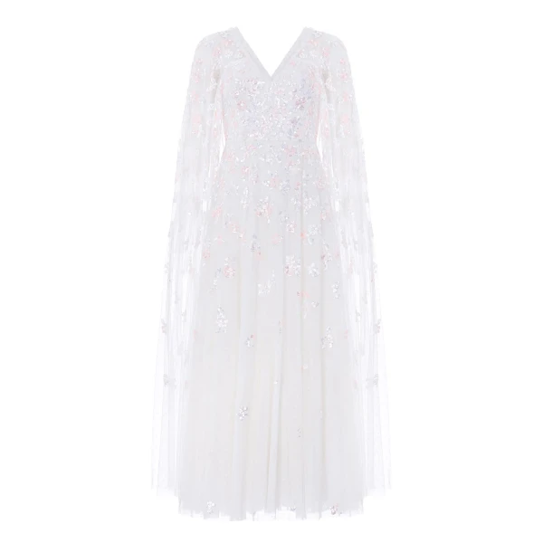 Needle & Thread Freesia Shimmer Cape Sleeve Ankle Gown