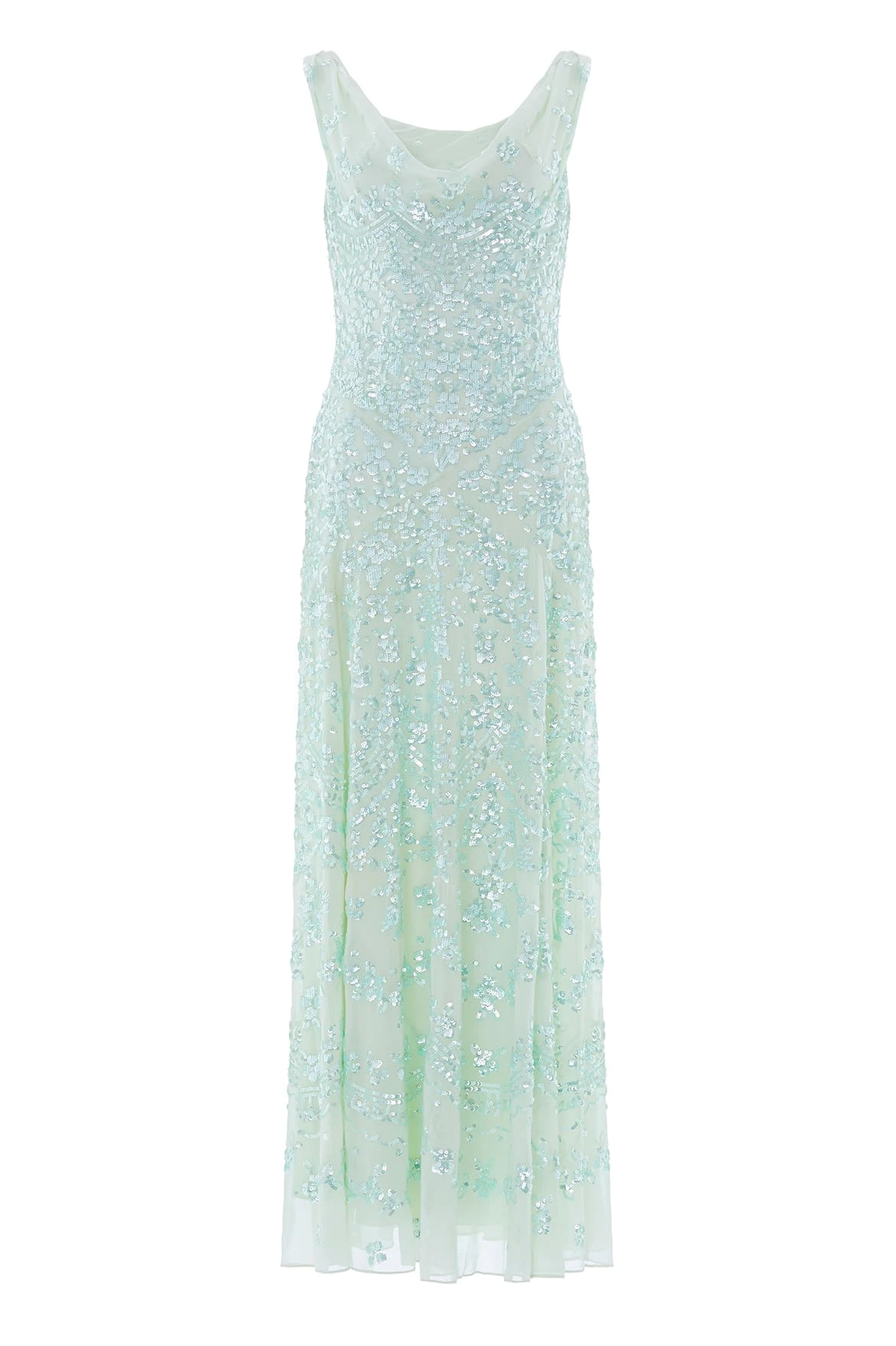 Needle & Thread Freya Georgette Gown in Soft Mint - Dresses - British Luxury Evening Wear at Coveti Needle & Thread Freya Georgette Gown