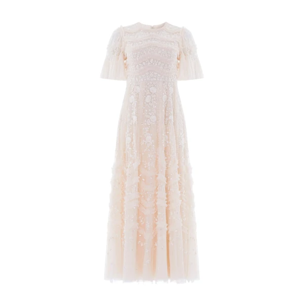 Needle & Thread Gianna Ruffle Short Sleeve Ankle Gown