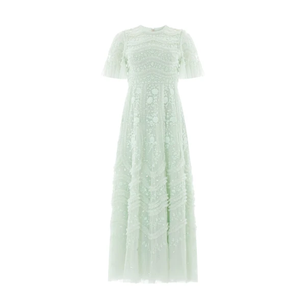 Needle & Thread Gianna Ruffle Short Sleeve Ankle Gown