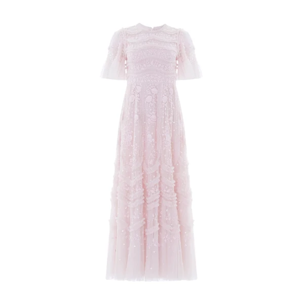 Needle & Thread Gianna Ruffle Short Sleeve Ankle Gown