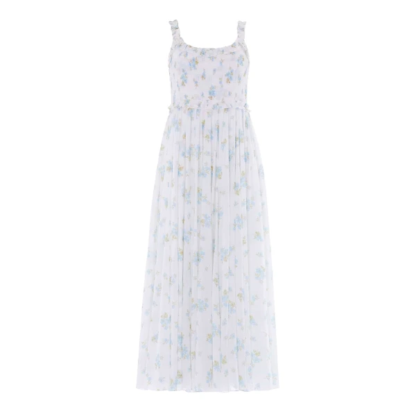 Needle & Thread Magnolia Ditsy Chiffon Smocked Cami Ankle Gown