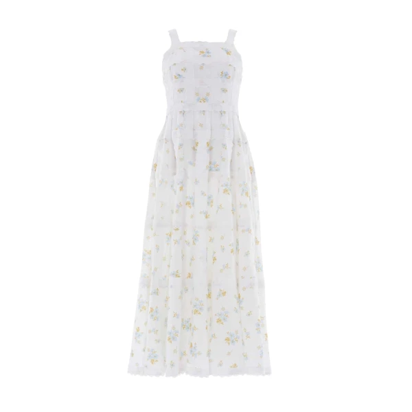 Needle & Thread Magnolia Ditsy Sophia Bib Ankle Gown