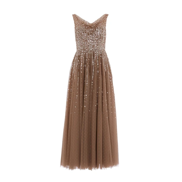 Needle & Thread Moonlight Sequin Cowl Neck Ankle Gown