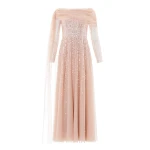 Needle & Thread Moonlight Sequin Draped Long Sleeve Gown