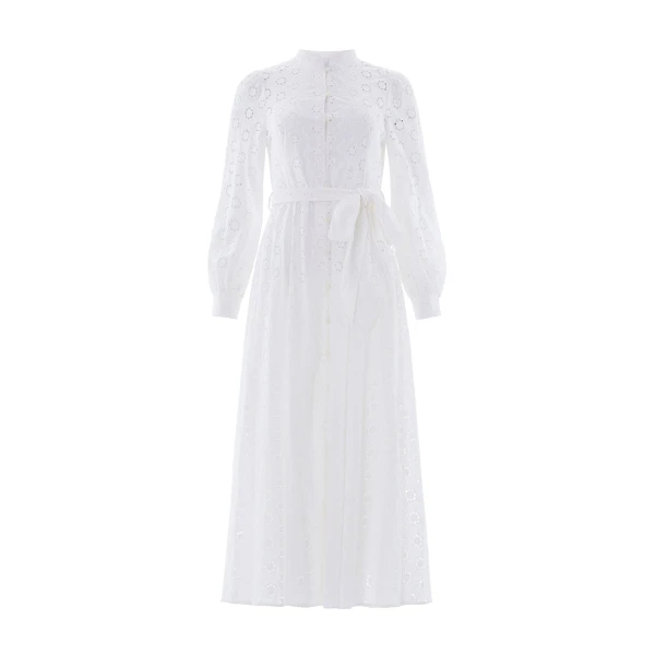 Needle & Thread Romilly Cotton Broderie Long Sleeve Shirt Dress