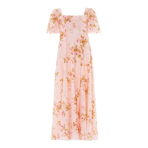 Needle & Thread Summer's Rose Linen Blend Short Sleeve Ankle Gown
