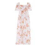 Needle & Thread Summer's Rose Linen Blend Short Sleeve Ankle Gown