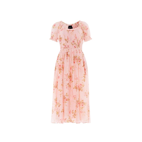 Needle & Thread Summer's Rose Shirred Short Sleeve Ballerina Dress