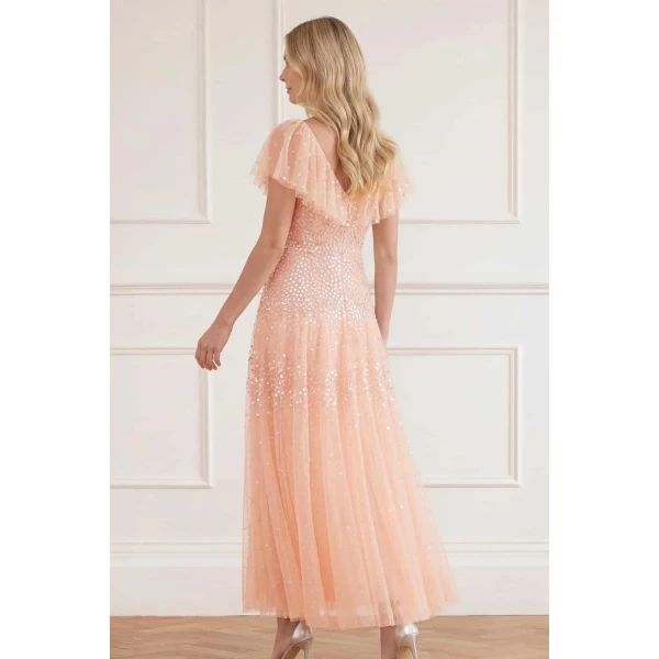 Needle & Thread Sunrise Sequin V-Neck Ankle Gown