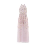 Needle & Thread Trailing Roses Halter-Neck Ankle Gown