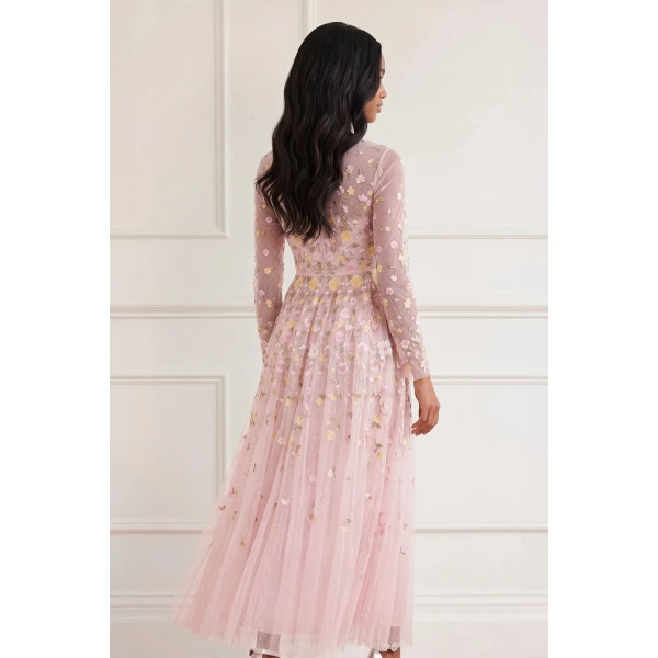 Needle & Thread Trailing Roses Long Sleeve Ankle Gown