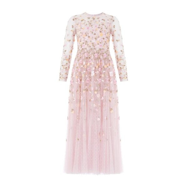 Needle & Thread Trailing Roses Long Sleeve Ankle Gown