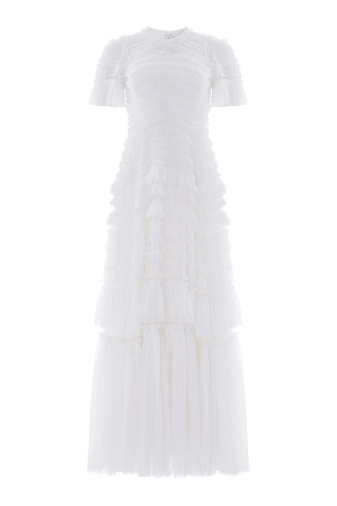 Needle & Thread Valentine Ruffle Gown in Swan White - Dresses - British Luxury Evening Wear at Coveti Needle & Thread Valentine Ruffle Gown