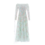 Needle & Thread Versailles Ditsy Draped Long Sleeve Ankle Gown