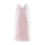 Needle & Thread Versailles Ditsy V-Neck Cape Sleeve Ankle Gown
