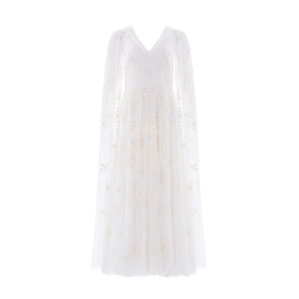 Needle & Thread Versailles Ditsy V-Neck Cape Sleeve Ankle Gown